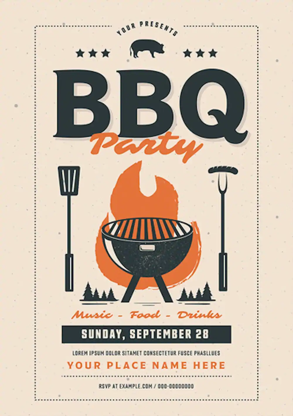 Modern BBQ Party Event Flyer Template