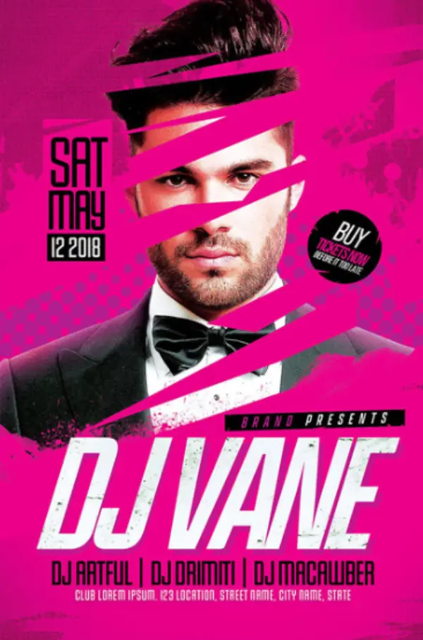 Pink DJ Party Flyer Template