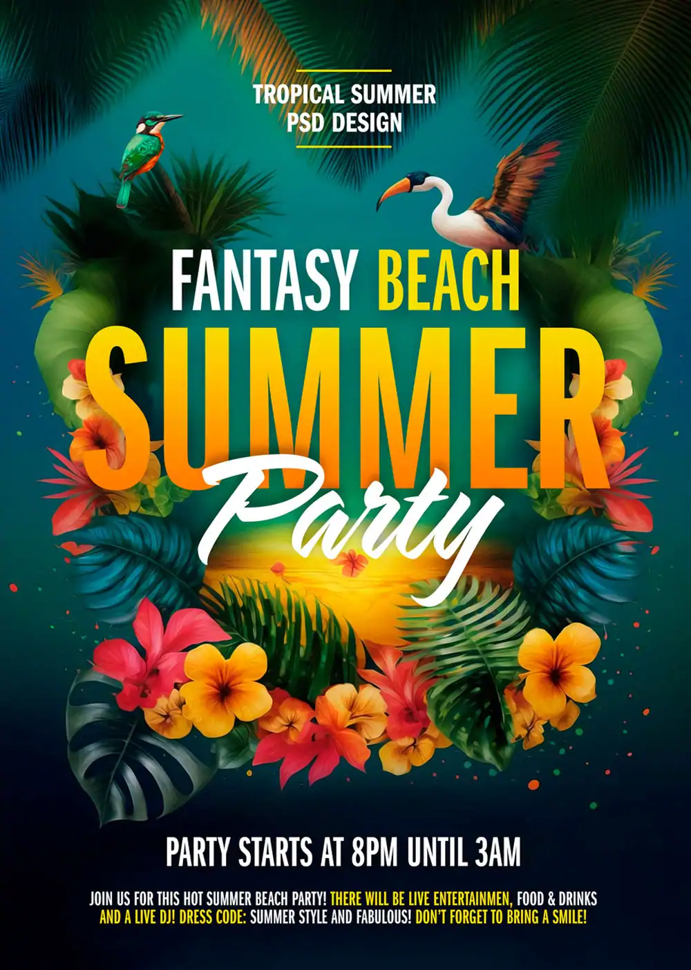 Tropical Beach Party Flyer Template