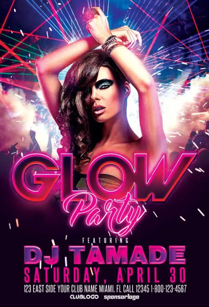 Glow Party Free Flyer Template