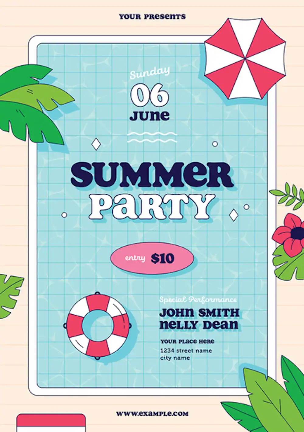 Summer Pool Flyer Template