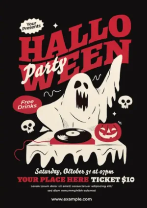 Ghost Halloween Party Flyer Template