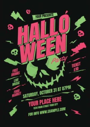 Green Halloween Party Flyer Template