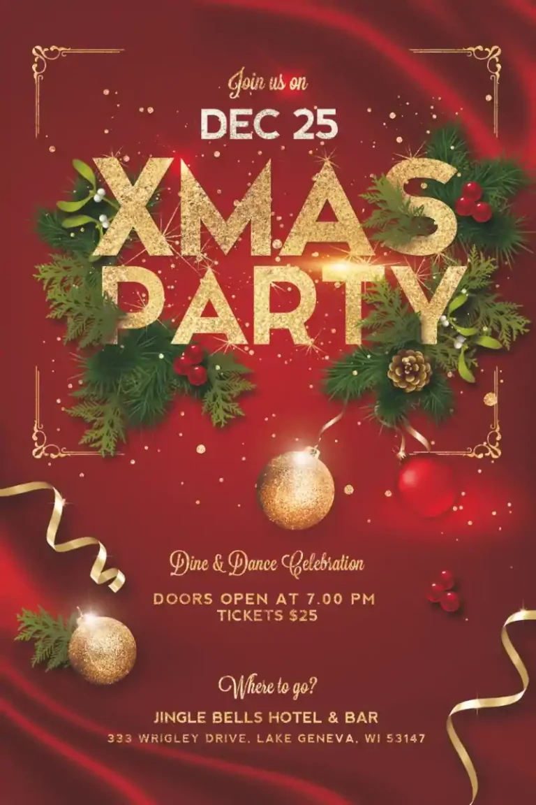 Elegant Red Christmas Party Flyer Template