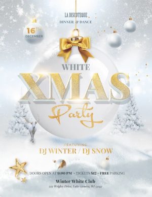 Elegant White Christmas Party Flyer Template