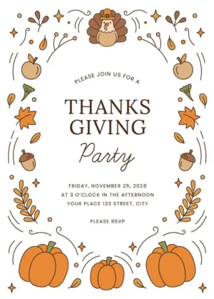 Thanksgiving Card Flyer Template with Illustrations