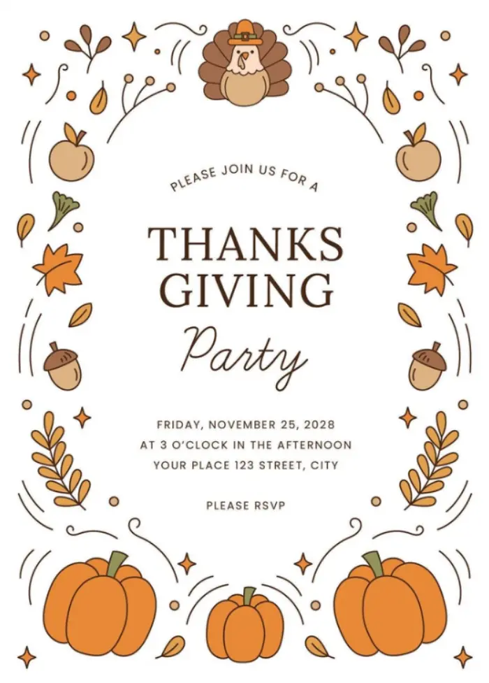 Thanksgiving Card Flyer Template with Illustrations