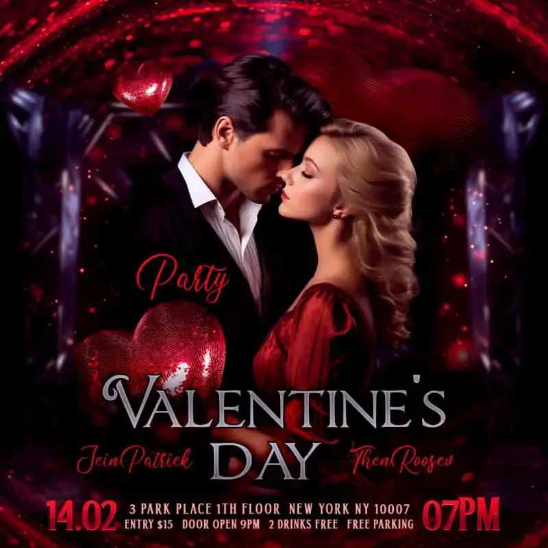 Elegant Valentines Day Party Flyer Template
