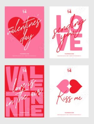 Modern Valentines Day Vector Card and Poster Templates