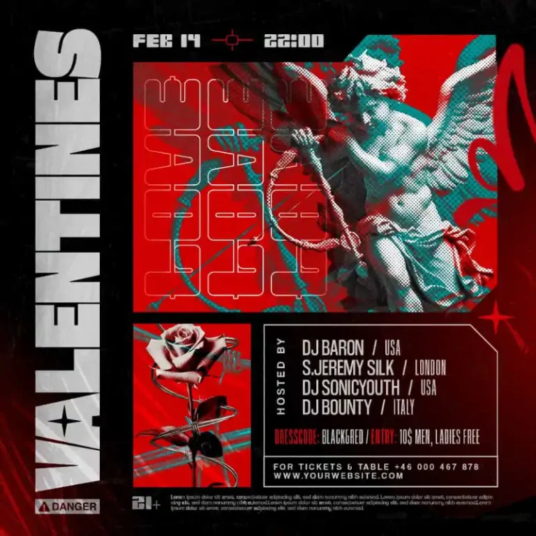 Modern Valentines Day Party Flyer Template