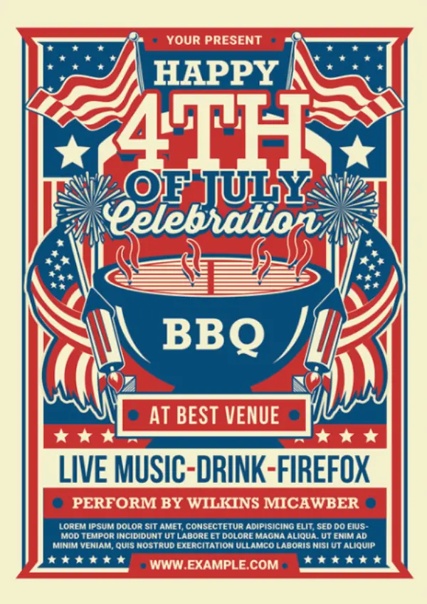 4th of July BBQ Party Flyer Template
