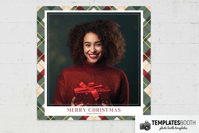 Christmas Plaid photo booth template: square Christmas print with one large photo