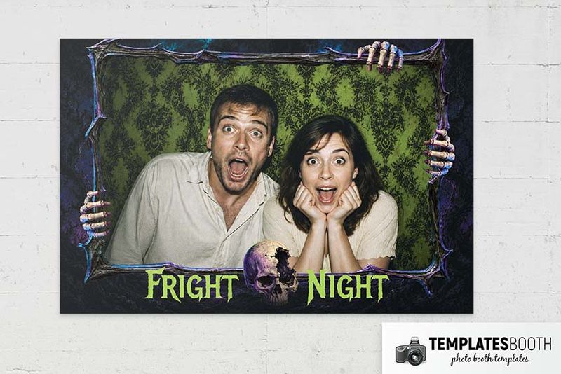 Halloween Fright Night photo booth template: landscape Halloween print with one large photo