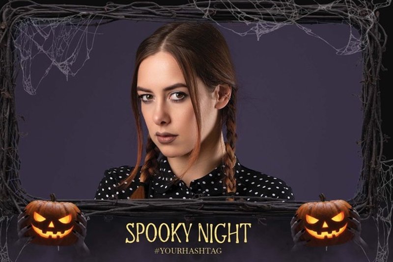 Halloween Spooky Night Photo Booth Template v2 photo booth template: single-photo landscape layout