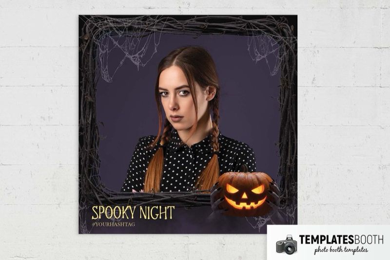 Halloween Spooky Night Photo Booth Template v2 photo booth template: square print with one photo and a pumpkin