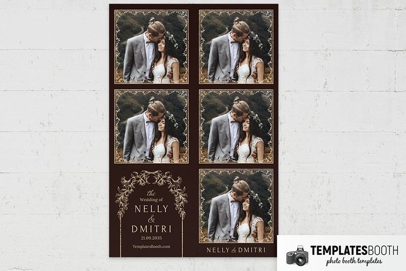Moody Fall Wedding photo booth template: portrait wedding print with five photos and decorative text