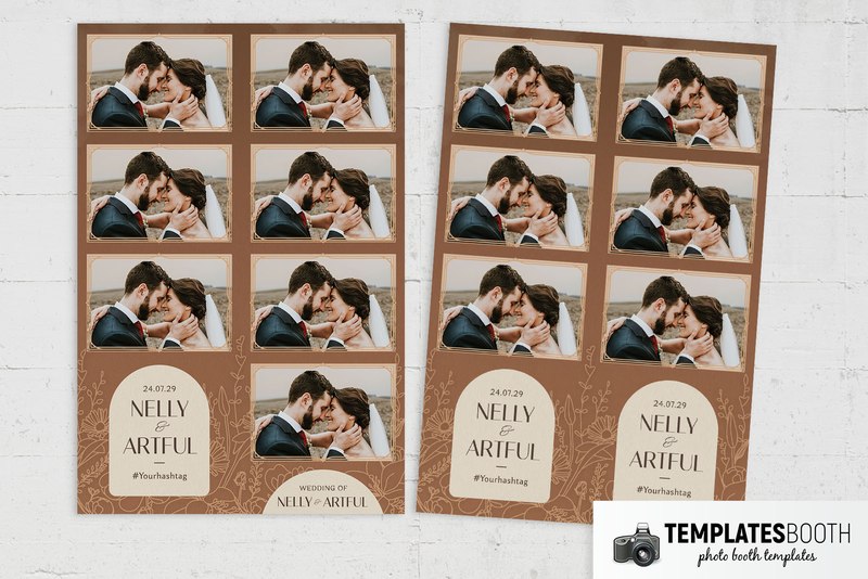 Rust Orange Wedding photo booth template: paired wedding strips with three or four stacked photos