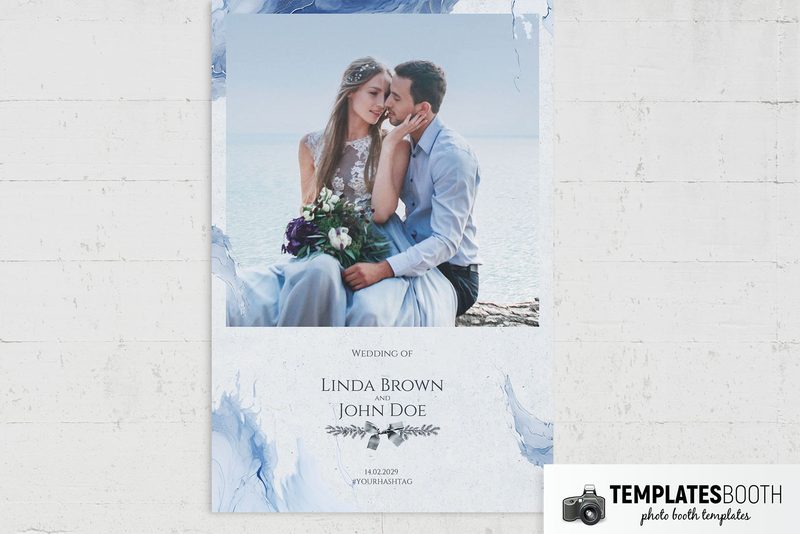 Winter Wedding photo booth template: portrait print with one photo above wedding text